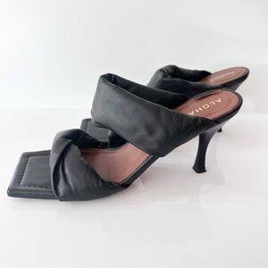 Alohas Twist Black Leather Sandal Size EU 41 / US Women's 10